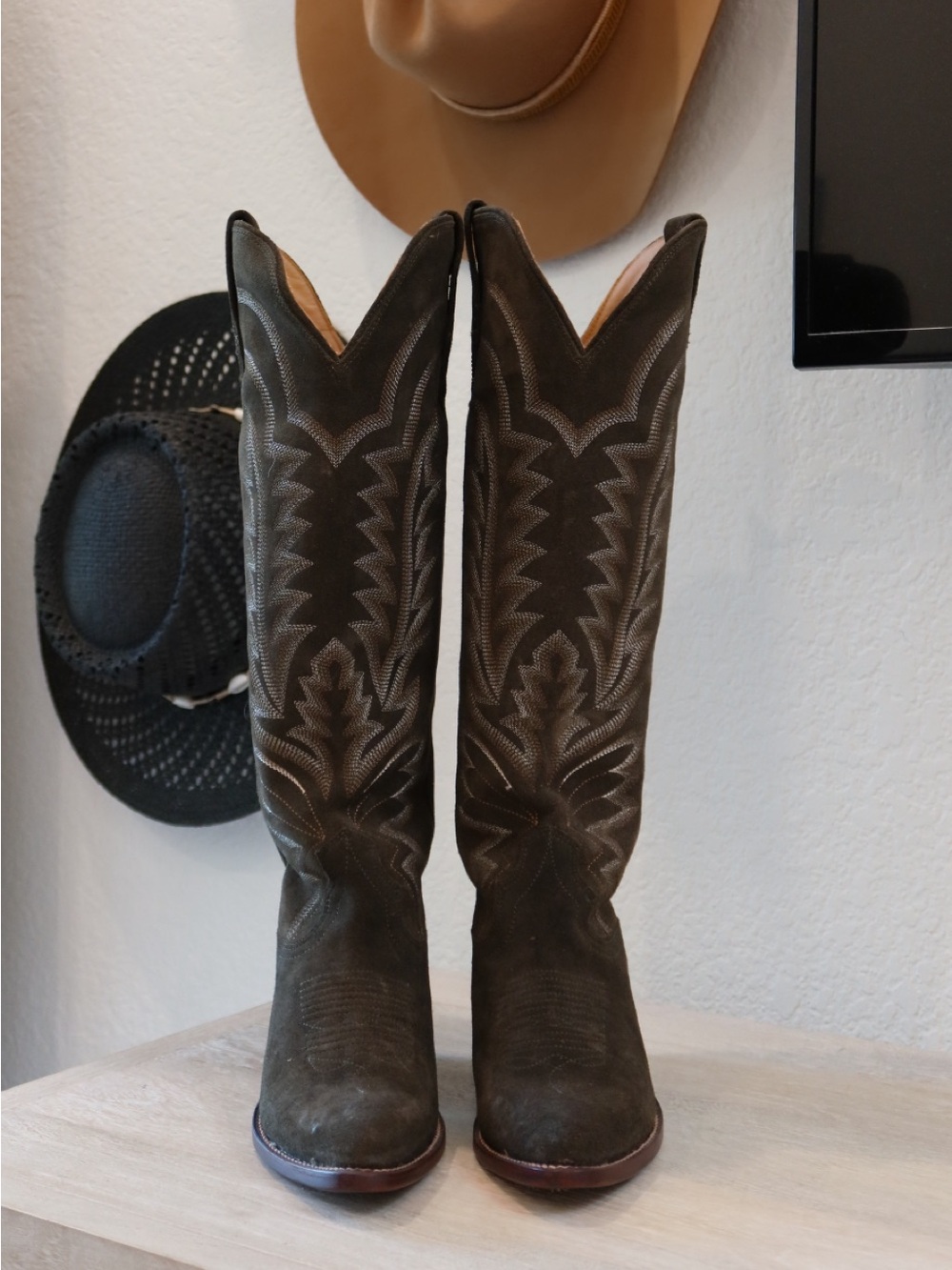 Tecovas Abby Tall Western Boot in Olive Green - Picture 3 of 10